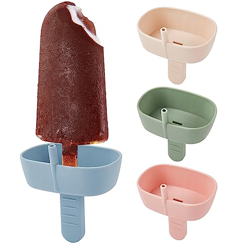 Classic 4Pack Drip-Free Silicone Popsicle Holders, AODISTUCE Popsicle Holder with Straw Collection
