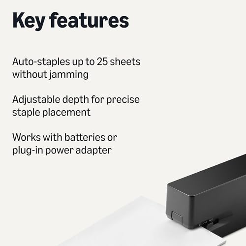 Modern Basics Electric Automatic Stapler for Desk, 25 Sheet Capacity, for Daily Use