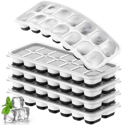 exclusive Ice Cube Tray 5 Pack, Stackable Silicone Ice Cube Trays