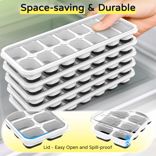 exclusive Ice Cube Tray 5 Pack, Stackable Silicone Ice Cube Trays