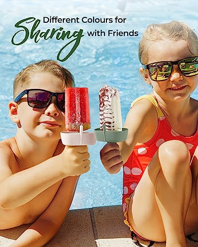 Classic 4Pack Drip-Free Silicone Popsicle Holders, AODISTUCE Popsicle Holder with Straw Collection