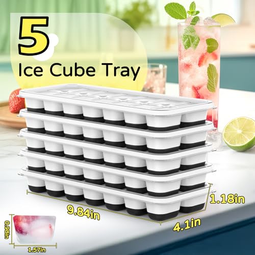 exclusive Ice Cube Tray 5 Pack, Stackable Silicone Ice Cube Trays