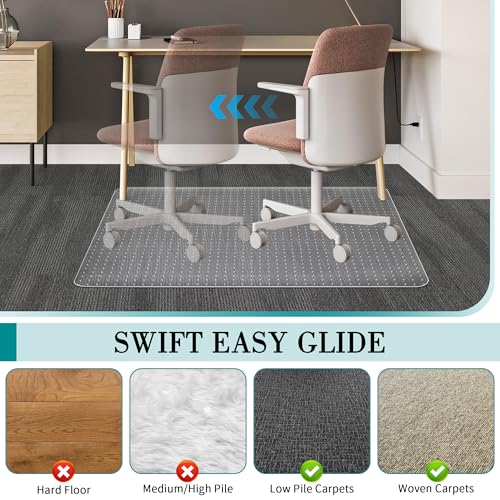 Classic Office Chair Mat for Carpets, Clear Computer Desk Kit